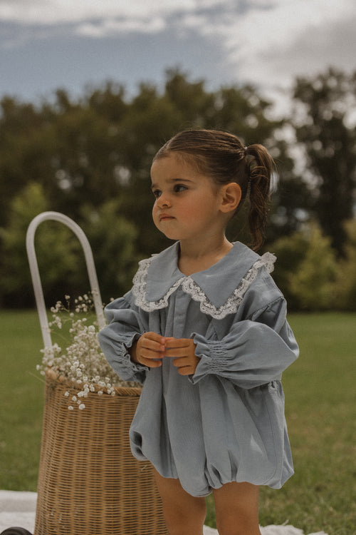 Lace Collar Linen Romper