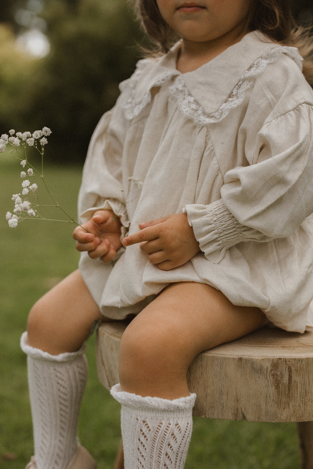 Lace Collar Linen Romper