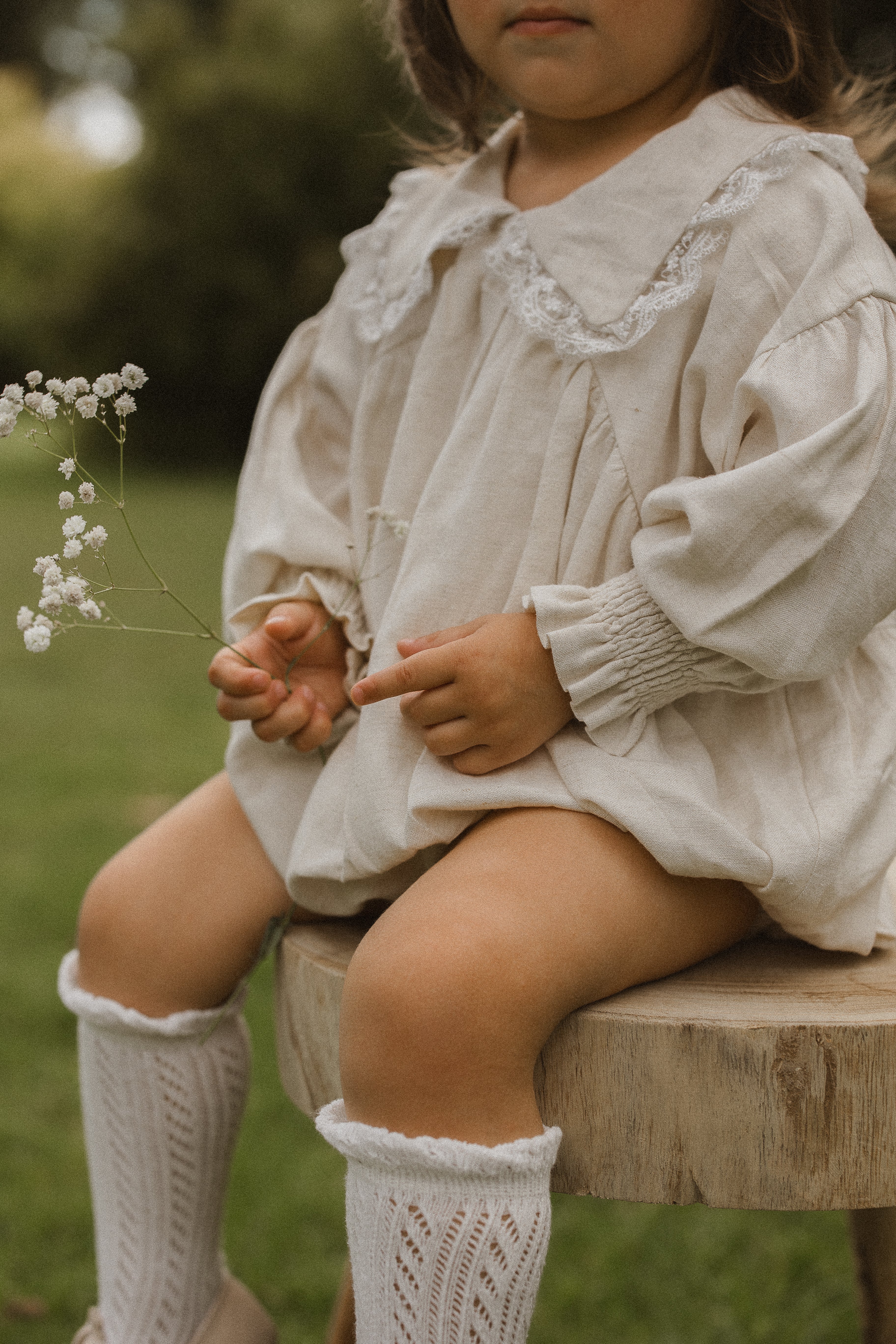 Lace Collar Linen Romper