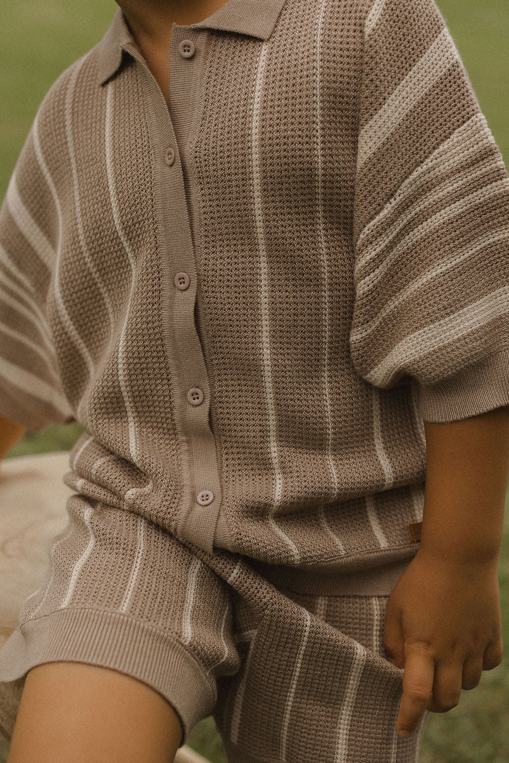 Striped Knitted Shirt & Short Set